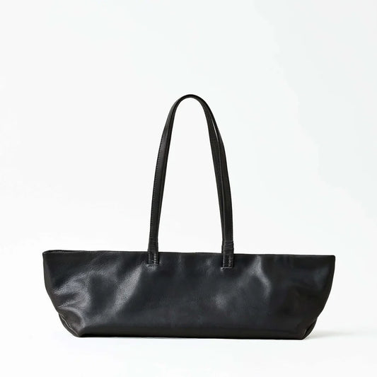 Boat-Shaped Natural Cow Leather Expandable Shoulder Tote Bag