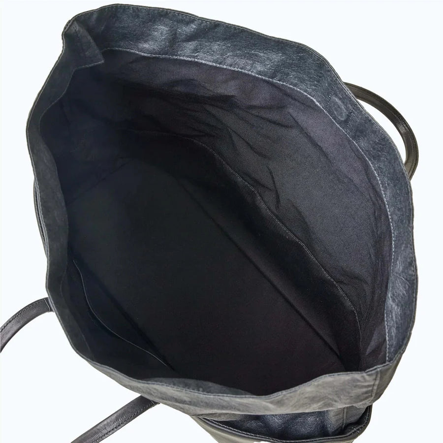 Boat-Shaped Natural Cow Leather Expandable Shoulder Tote Bag