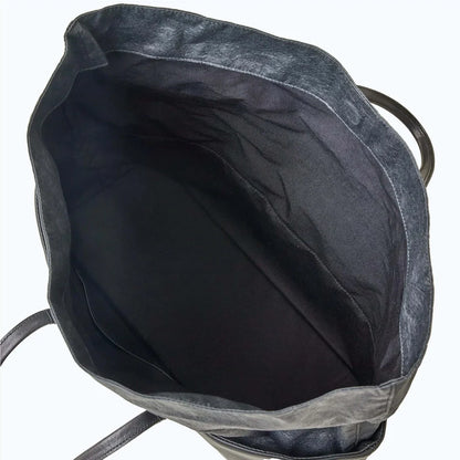 Boat-Shaped Natural Cow Leather Expandable Shoulder Tote Bag
