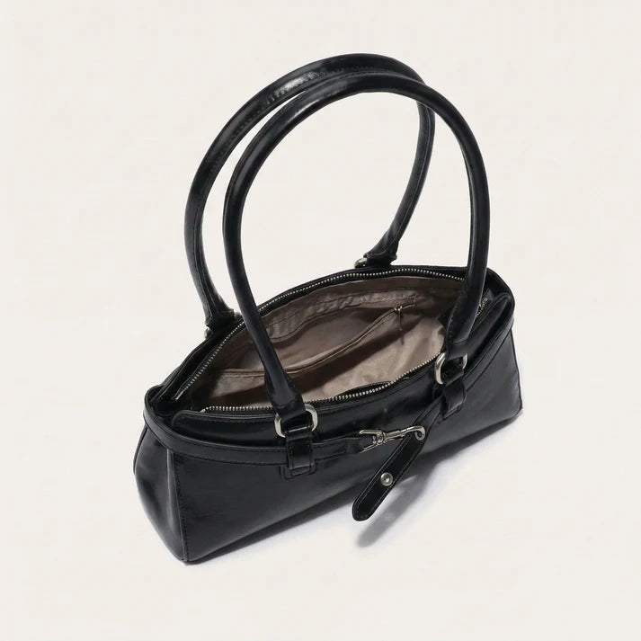 Structured Glossy PU Leather Daily Handbag