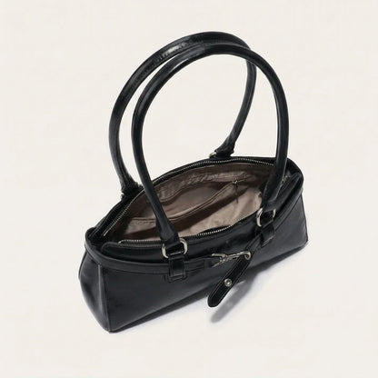 Structured Glossy PU Leather Daily Handbag