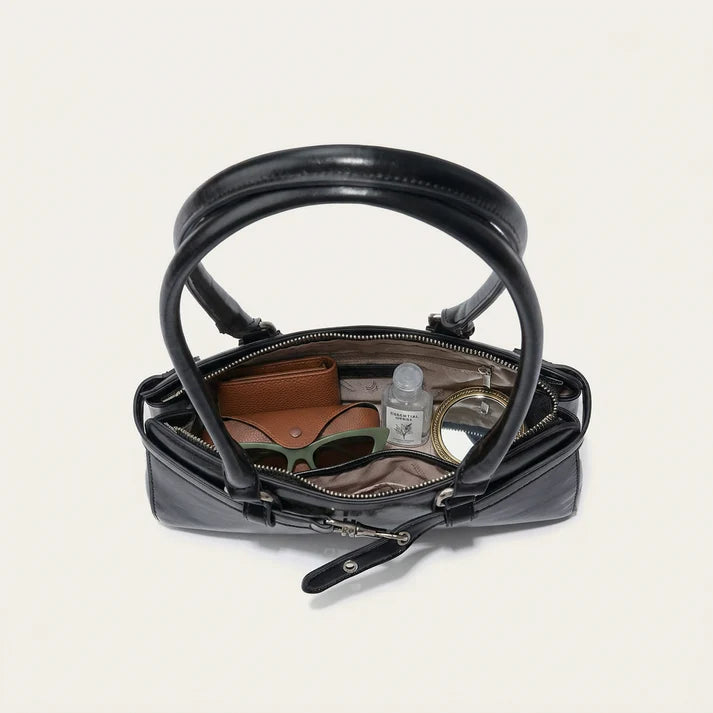 Structured Glossy PU Leather Daily Handbag