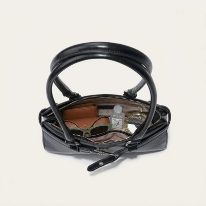 Structured Glossy PU Leather Daily Handbag