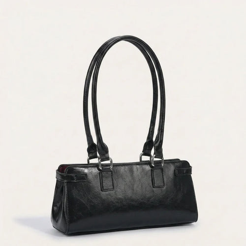 Structured Glossy PU Leather Daily Handbag