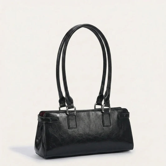 Structured Glossy PU Leather Daily Handbag