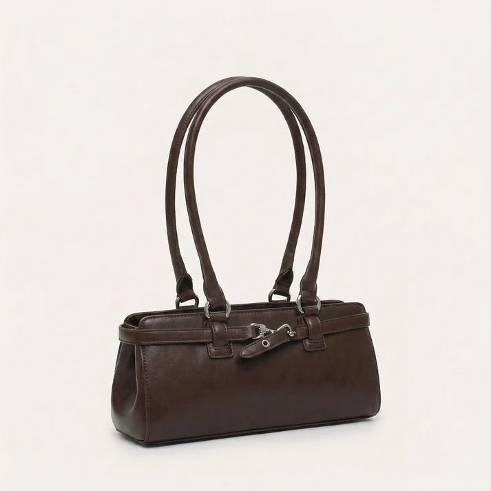 Structured Glossy PU Leather Daily Handbag