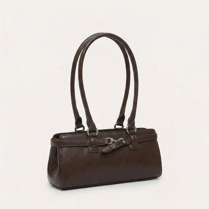 Structured Glossy PU Leather Daily Handbag