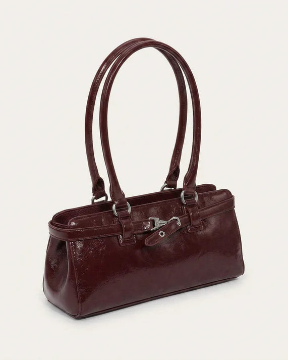 Structured Glossy PU Leather Daily Handbag