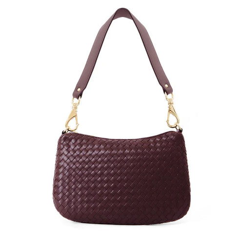 Handwoven Nappa Leather Convertible Shoulder Crossbody Bag
