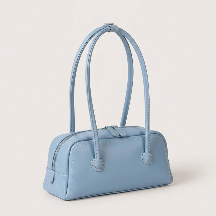 Smooth PU Leather Structured Bowling Style Handbag