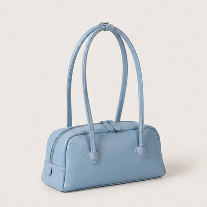 Smooth PU Leather Structured Bowling Style Handbag