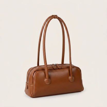 Smooth PU Leather Structured Bowling Style Handbag