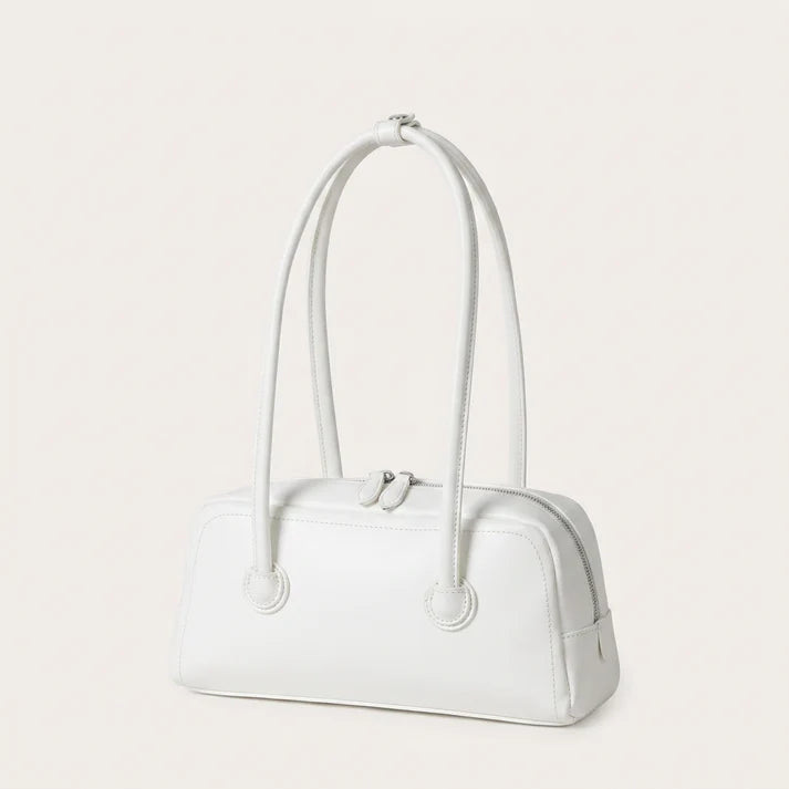 Smooth PU Leather Structured Bowling Style Handbag