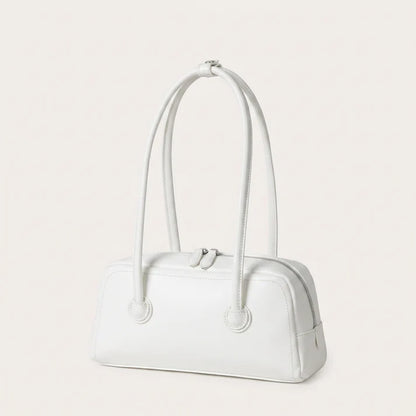 Smooth PU Leather Structured Bowling Style Handbag