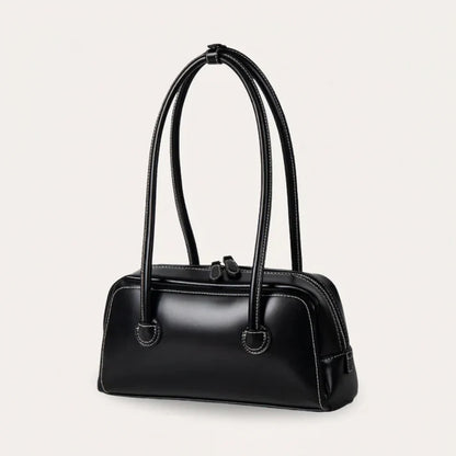 Smooth PU Leather Structured Bowling Style Handbag