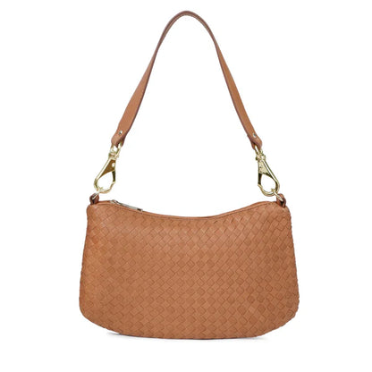 Handwoven Nappa Leather Convertible Shoulder Crossbody Bag